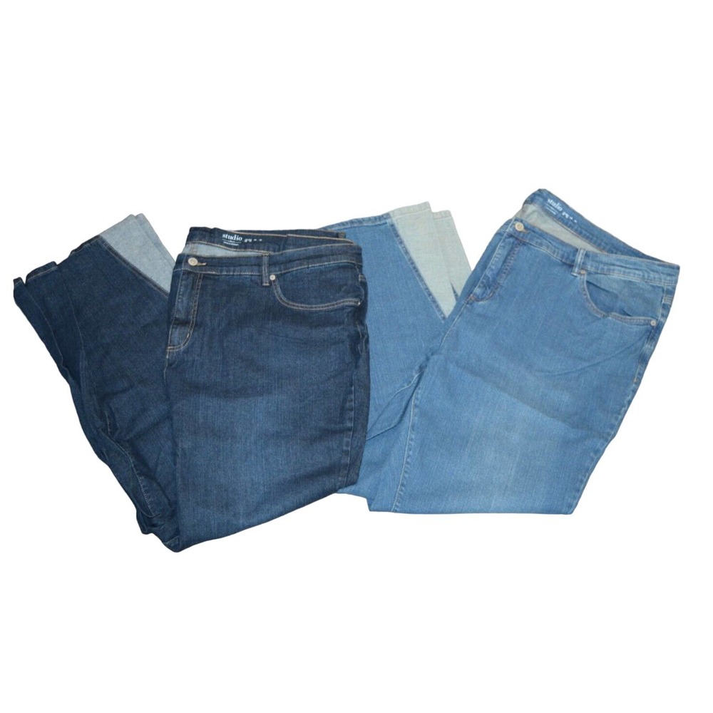 2 Denim & Co Reg Classic Denim Jeans w/Novelty Detail PLUS 28W